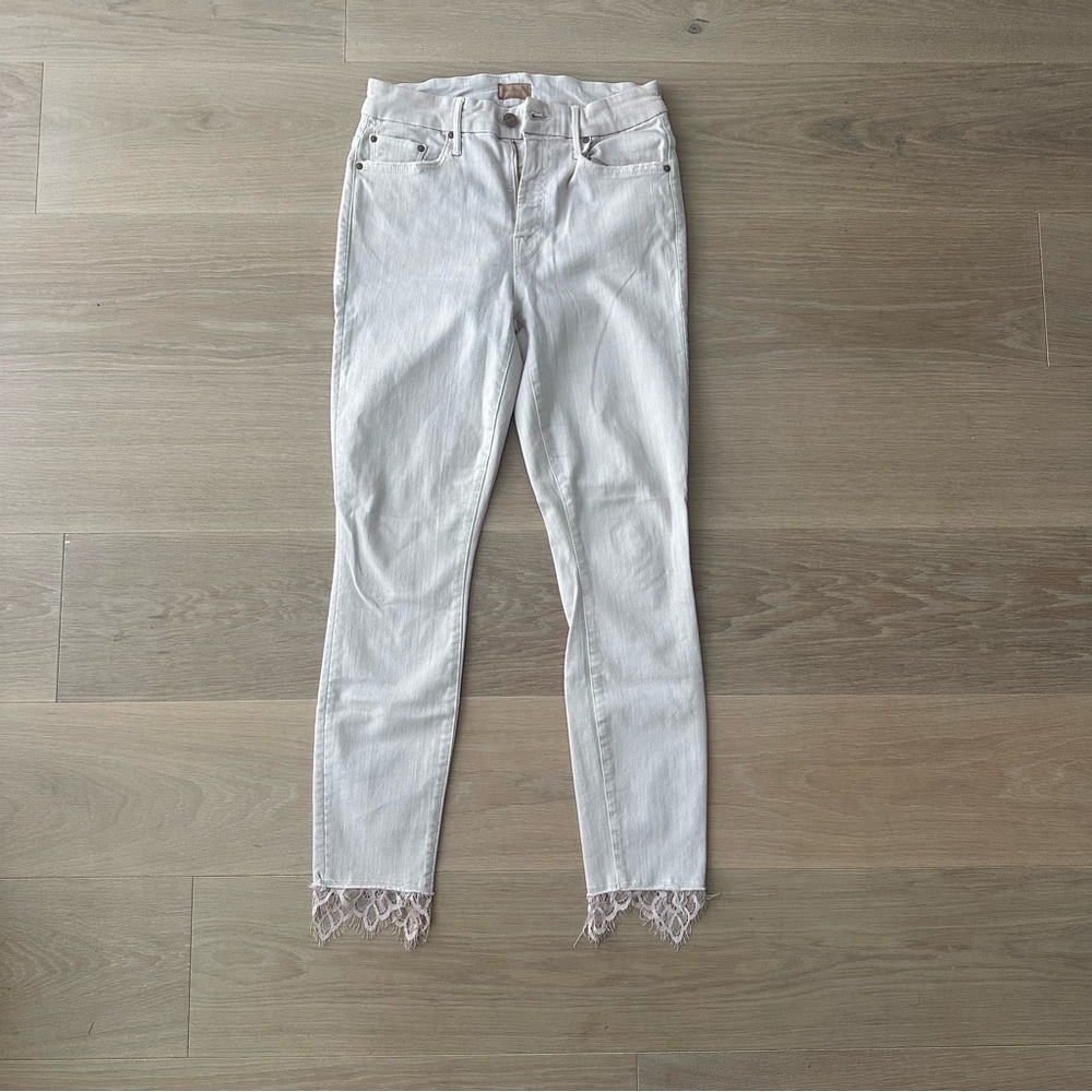 MOTHER denim Pink Lace Hem Jeans 👖 Sz 27